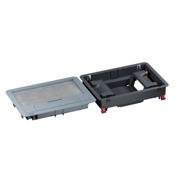 Boîte de sol Logix 8 modules verticaux avec couvercle recouvrant plastique - pour sol béton
