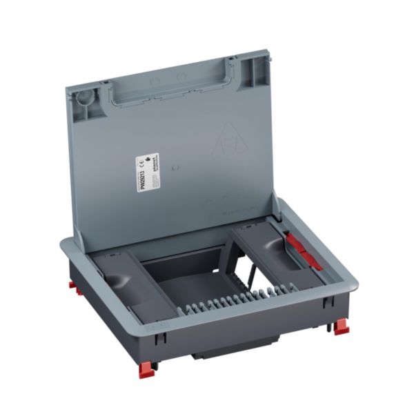 Boîte de sol Logix 12 modules verticaux avec couvercle recouvrant plastique - pour sol béton