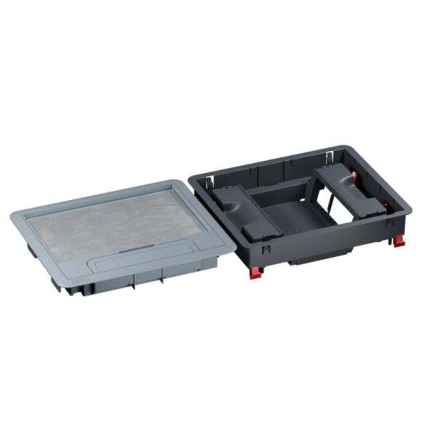 Boîte de sol Logix 12 modules verticaux avec couvercle recouvrant plastique - pour sol béton
