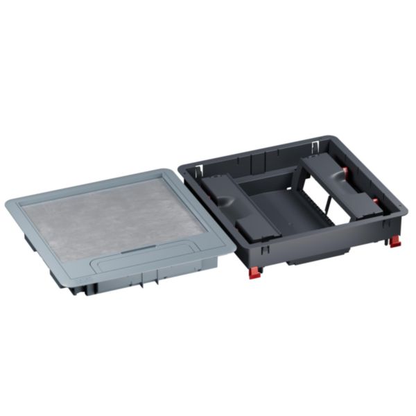 Boîte de sol Logix 16 modules verticaux avec couvercle recouvrant plastique - pour sol béton