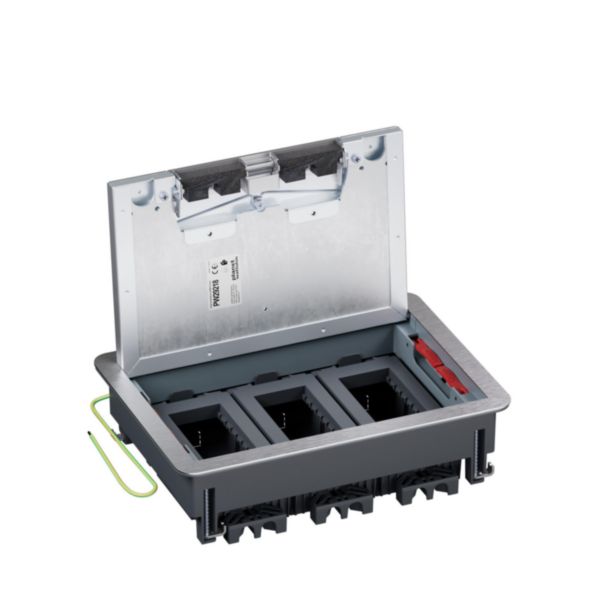 Boîte de sol Logix 12 modules horizontaux avec couvercle recouvrant métal - hauteur réglable 76-250mm - pour plancher technique