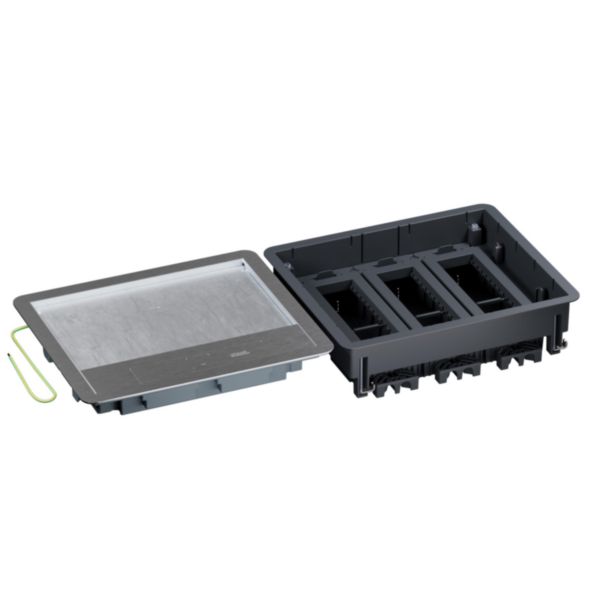 Boîte de sol Logix 18 modules horizontaux avec couvercle recouvrant métal - hauteur réglable 76-250mm - pour plancher technique