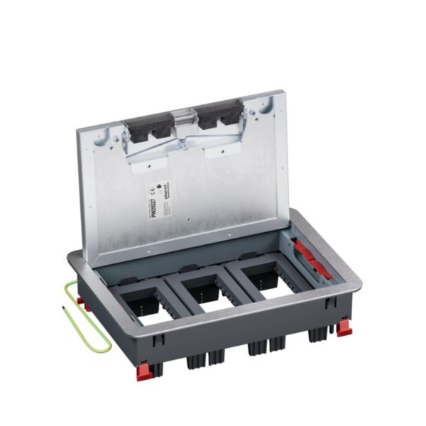 Boîte de sol Logix 12 modules horizontaux avec couvercle recouvrant métal - hauteur réglable 76-250mm - pour sol béton