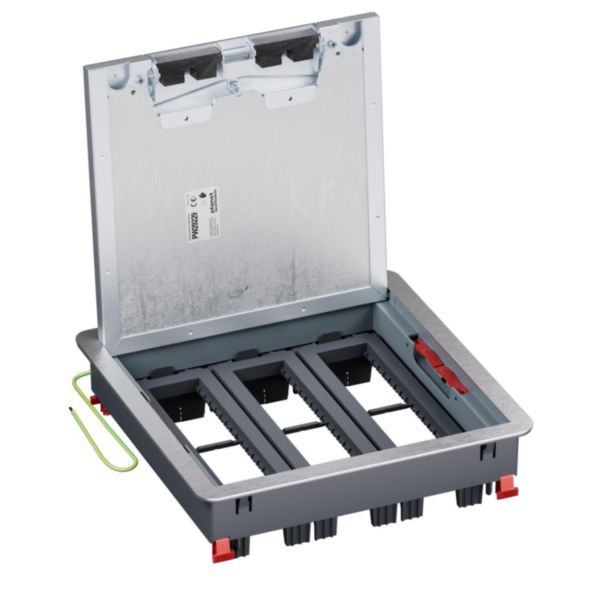 Boîte de sol Logix 24 modules horizontaux avec couvercle recouvrant métal - hauteur réglable 76-250mm - pour sol béton