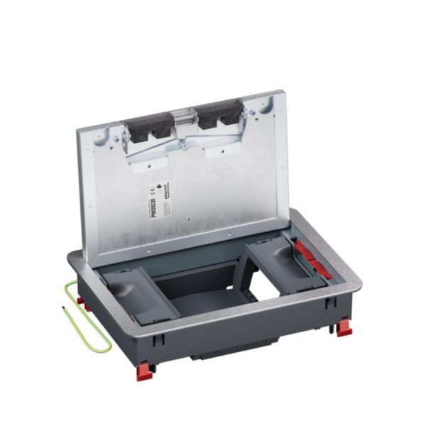 Boîte de sol Logix 8 modules verticaux avec couvercle recouvrant métal - pour sol béton