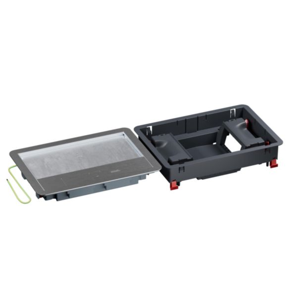 Boîte de sol Logix 8 modules verticaux avec couvercle recouvrant métal - pour sol béton