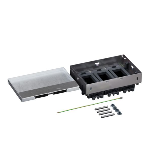 Boîte de sol Logix 12 modules horizontaux avec couvercle affleurant métal - pour plancher technique