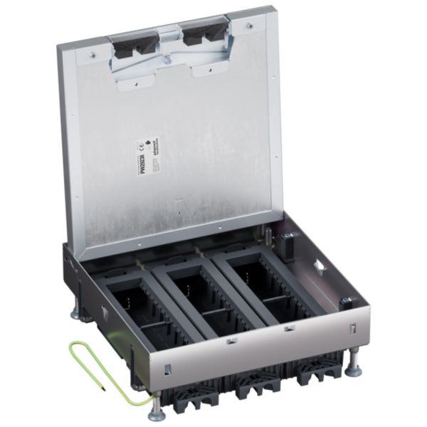 Boîte de sol Logix 24 modules horizontaux avec couvercle affleurant métal - pour plancher technique
