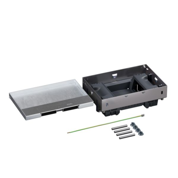 Boîte de sol Logix 8 modules verticaux avec couvercle affleurant métal - pour plancher technique