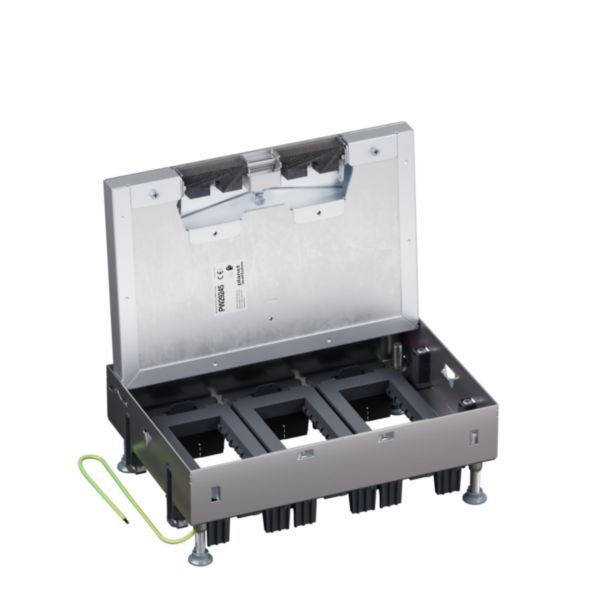 Boîte de sol Logix 12 modules horizontaux avec couvercle affleurant métal - pour sol béton