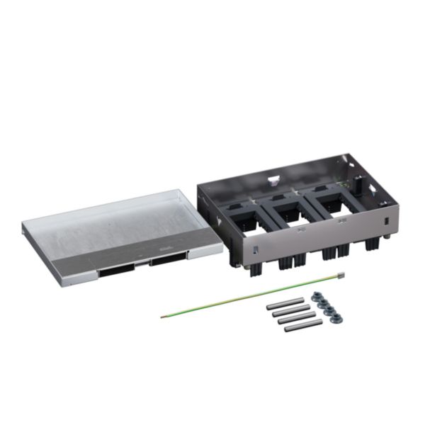 Boîte de sol Logix 12 modules horizontaux avec couvercle affleurant métal - pour sol béton