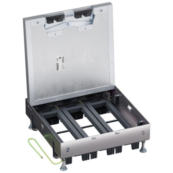 Boîte de sol Logix 24 modules horizontaux avec couvercle affleurant métal - pour sol béton