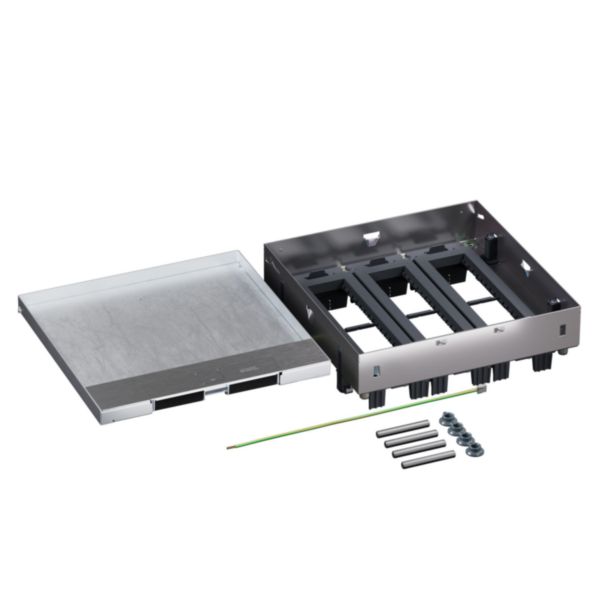 Boîte de sol Logix 24 modules horizontaux avec couvercle affleurant métal - pour sol béton