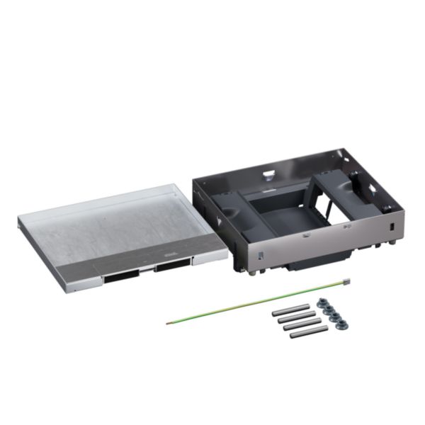 Boîte de sol Logix 12 modules verticaux avec couvercle affleurant métal - pour sol béton