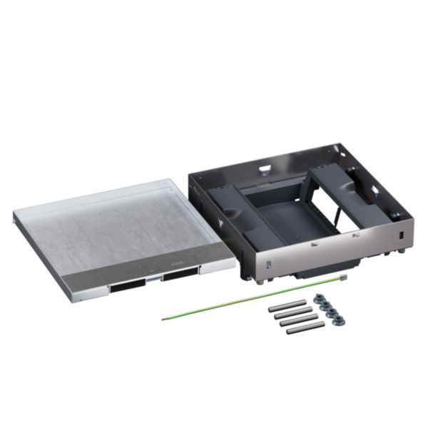 Boîte de sol Logix 16 modules verticaux avec couvercle affleurant métal - pour sol béton