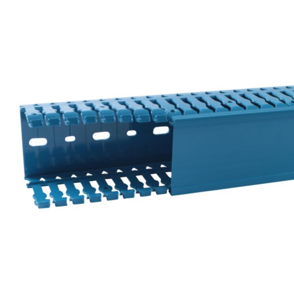 Goulotte de câblage 60x60mm - Fond + couvercle 2m - BSI ZH - PVC Bleu sans halogène