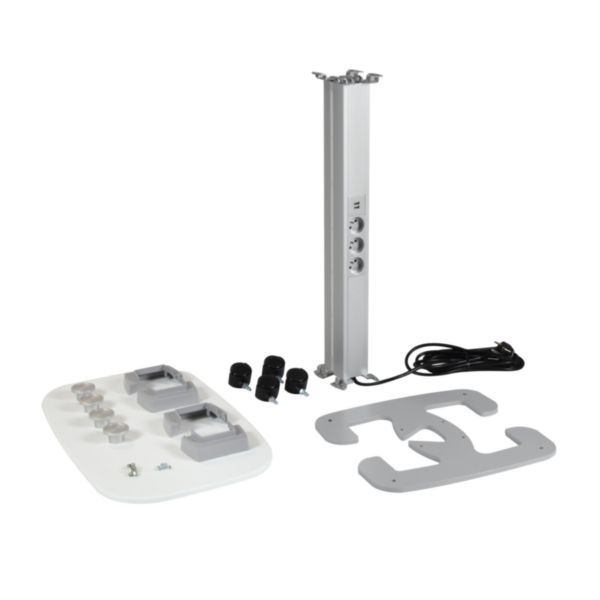 Colonnette mobile; clippage direct Logix 45 - En aluminium équipée prises PC, USB et tablette. 0,68m