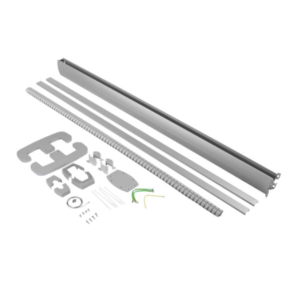 Colonne mobile 2 compartiments, 2 faces à clippage direct Logix 45 - Corps en et couvercles en aluminium. 2m