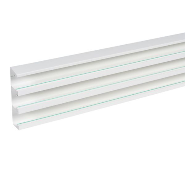 Goulotte d'installation Logix 45 - 190x50mm - 3 compartiments - Fond livré seul - Longueur 3m - PVC Blanc Artic