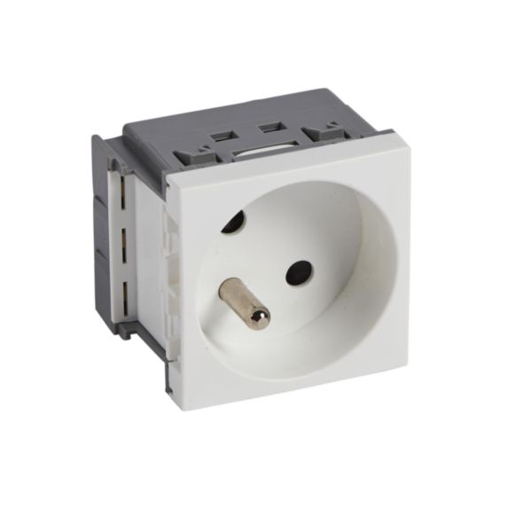 Prise 2P+T juxtaposée Logix - 2 modules - 16A-250V - Création de bloc multiprise - Brochage vertical - Equipée Normaclips - Blanc Artic - Page 4