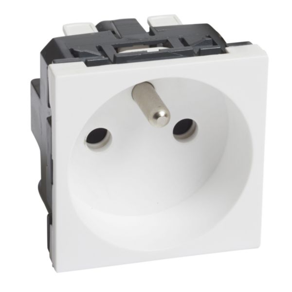 Prise 2P+T appareillage 45 Logix à connexion auto pour goulottes , colonnes et colonnettes blanc Artic