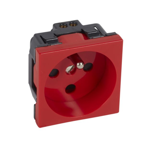 Prise 2P+T appareillage 45 Logix à connexion à détrompage mécanique pour installation où 1 poste est suffisant rouge RAL320