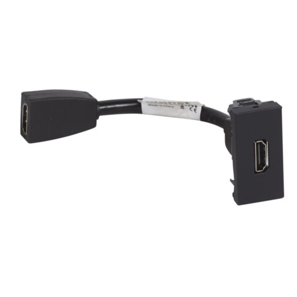 Prise HDMI Logix - 1 module - TypeA version 1.4 préconnectorisée - Pour raccorder télévision, home-cinéma,démodulateur… - Noir