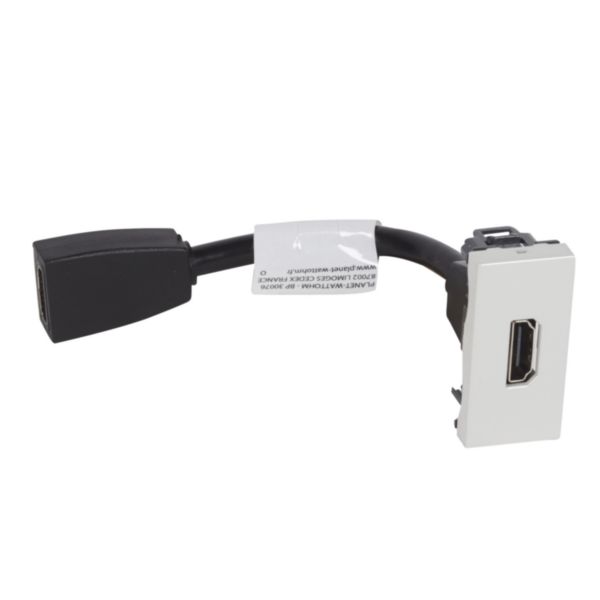 Prise HDMI 2.0 Type A Logix - 1 module - préconnectorisée - Pour raccorder télévision, home-cinéma,démodulateur… - Alumic