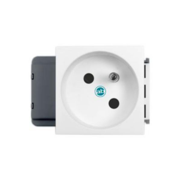 Prise 2P+T Logix - 2 modules - 16A - 250V - Inclinée 45° - Alimentation bloc multiprise - Bornes auto - Blanc Artic antimicrobien