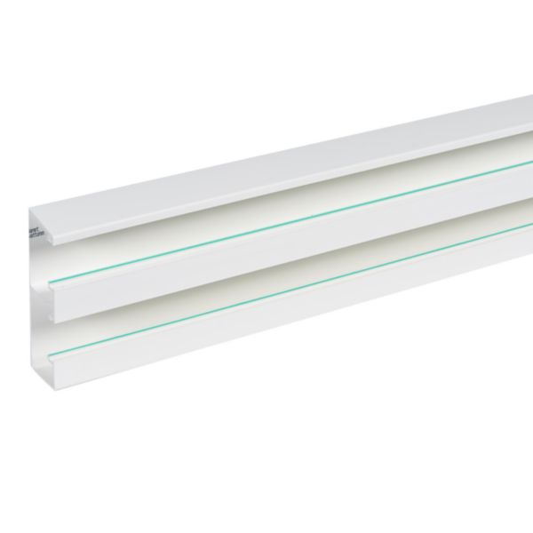 Goulotte d'installation Logix 45 - 160x50mm - 2 compartiments - Fond livré seul - Longueur 2m - PVC Blanc Artic