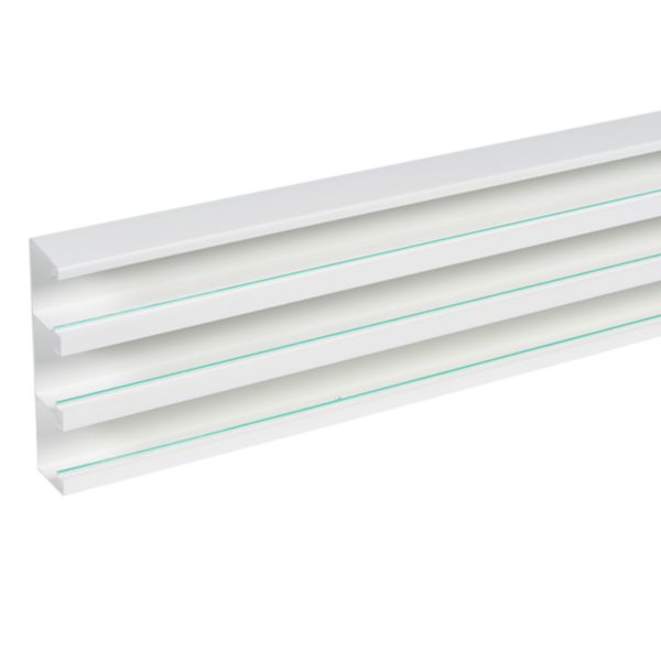 Goulotte d'installation Logix 45 - 190x50mm - 3 compartiments - Fond livré seul - Longueur 2m - PVC Blanc Artic