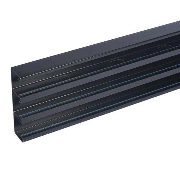 Goulotte d'installation Logix 45 - 190x50mm - 3 compartiments - Fond livré seul - Longueur 2m - PVC Noir teinté dans la masse