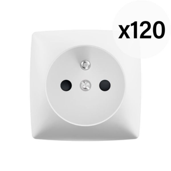 Lot spécial chantier de 120 prises 2P+T 16A 250V - à composer Blanc