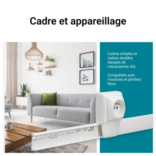 Moulure Keva 1 compartiment 32x12mm et longueur 2,10m livrée avec couvercle blanc Artic