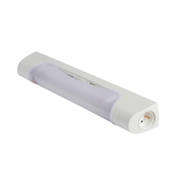 Applique standard 470mm IP21 et IK04 Prismaline équipée de tube LED S19 avec prise 2P+T