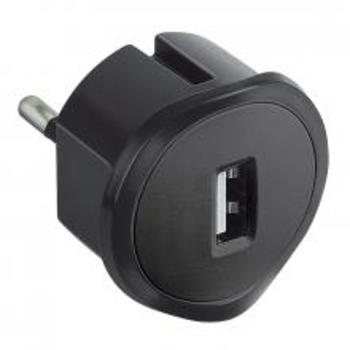 Chargeur USB 5V 1,5A maximum avec fiche 2P 10A encombrement réduit - noir