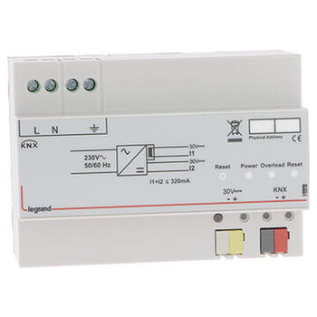 Alimentation modulaire BUS KNX 150V~ à 275V~ - 30V= - 320mA - 7 modules 