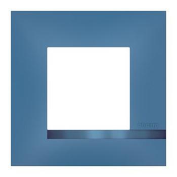 Plaque Altège Collection Déco 1 poste finition Lagon - bleu avec liseré bleu métallisé 