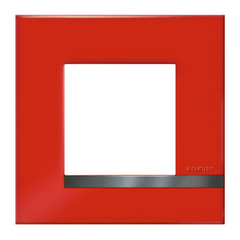 Plaque Altège Collection Déco 1 poste finition Rubis - rouge brillant avec liseré effet aluminium 