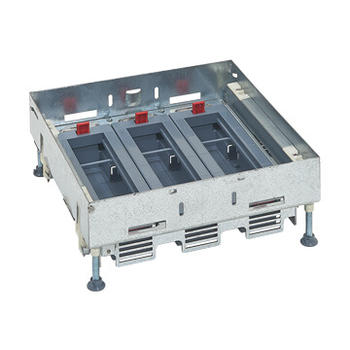 Kit support hauteur réglable pour boîte de sol affleurante pour prises en position horizontale 3 paniers de 8 modules