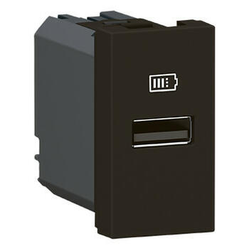 Chargeur USB Type-A Mosaic 3A 15W pour boite de sol, bloc bureau et goulotte - 1 module noir mat