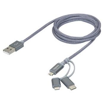 Cordon avec connecteur Type A vers triple connecteur micro-USB, lightning et USB Type C