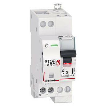 Disjoncteur DX³ STOP ARC 4500 6kA arrivée haute auto et sortie basse borne à vis - 1P+N 230V~ 10A courbe C - 2 modules