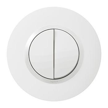 Double interrupteur ou va-et-vient dooxie 10AX 250V~ livré avec plaque ronde blanche