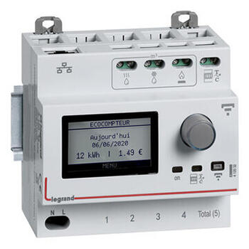 Ecocompteur modulaire connecté pour mesure consommation sur 5 postes 230V~ - 50/60Hz - 5 modules