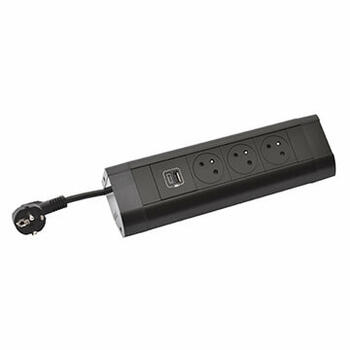 Bloc bureau équipé avec 3 prises 2P+T Surface et chargeur double USB Type A+C - cordon 3m