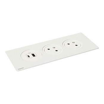 Disq'In Incara 2 postes avec 2 prises 2P+T Surface , 1 chargeur USB Type-A+Type-C blanc - à équiper de plaque