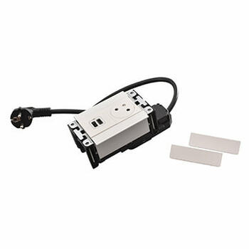 Multilink Incara version horizontal pour mobilier équipé de 1 prise 2P+T et 1 chargeur USB Type-A+Type-C - blanc