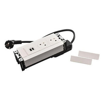 Multilink Incara version horizontal pour mobilier équipé de 2 prises 2P+T et 1 chargeur USB Type-A+Type-C - blanc