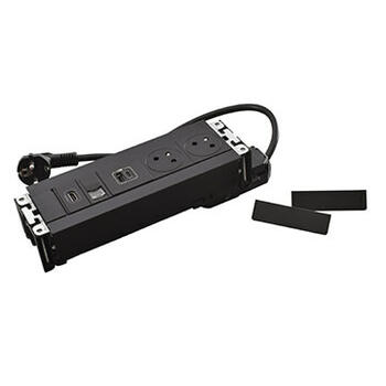 Incara Multilink version horizontale pour mobilier - 2 x 2P+T, 1 chargeur USB Type-A+Type-C, RJ45 + HDMI - noir